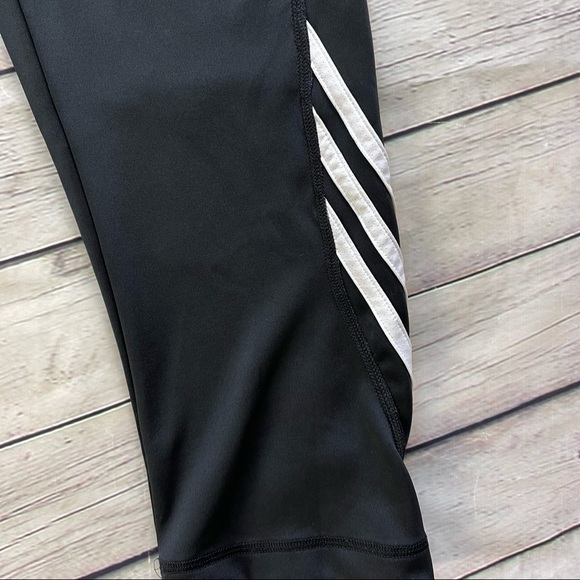 Adidas Black white stripes sport capris for Women Dri fit climalite size M - Picture 4 of 12